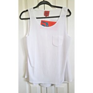 Tracy Negosgian L White Stretch Tank‎ Blouse Shirt Top Size Large NWT